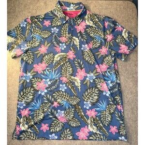Birdie Bound Floral Golf Polo, Size Large, Moisture Wicking, RN104511